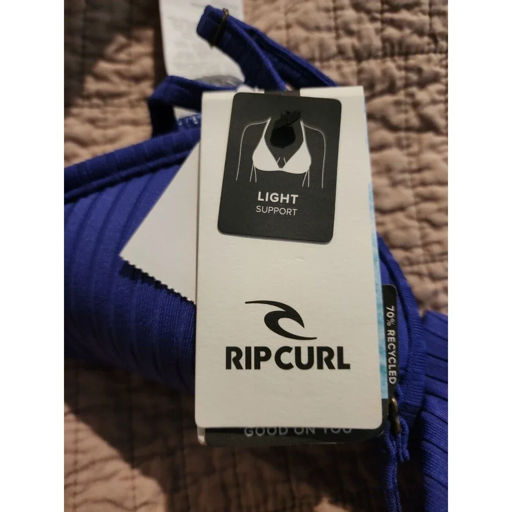 Rip Curl Women's Standard Premium Surf Fixed Triangle Top Blue Size M New